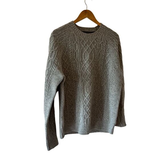Banana Republic merino wool cable knit tweed sweater size Large - Picture 7 of 8
